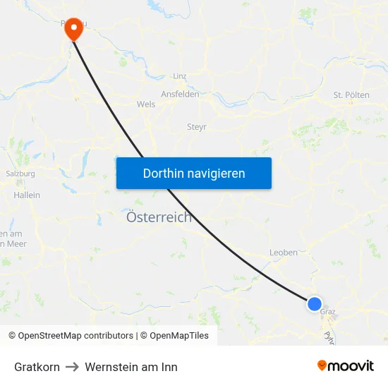 Gratkorn to Wernstein am Inn map