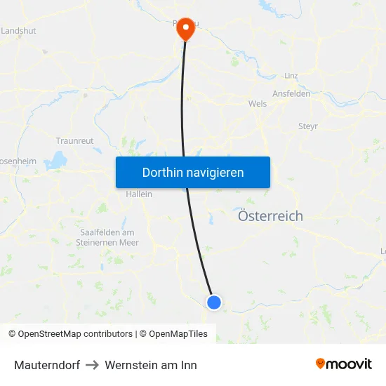 Mauterndorf to Wernstein am Inn map