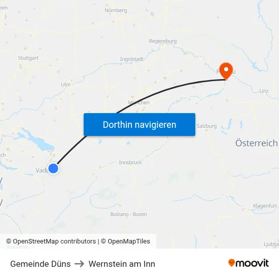 Gemeinde Düns to Wernstein am Inn map