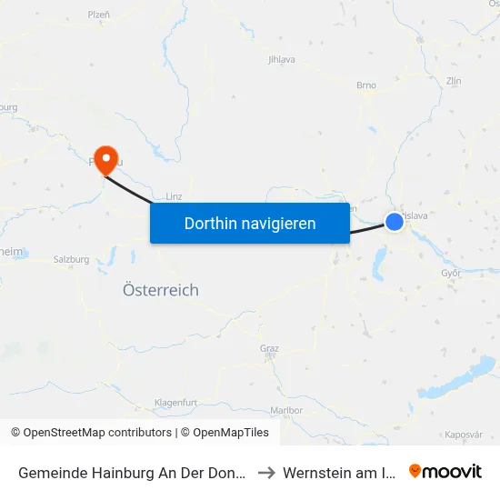 Gemeinde Hainburg An Der Donau to Wernstein am Inn map