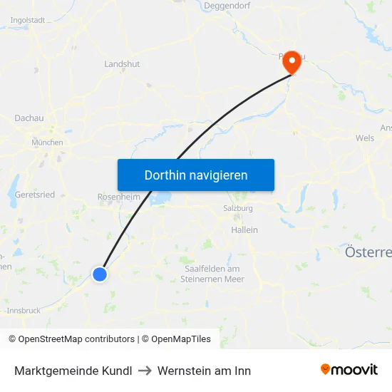 Marktgemeinde Kundl to Wernstein am Inn map