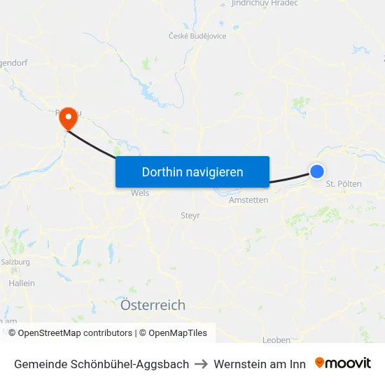 Gemeinde Schönbühel-Aggsbach to Wernstein am Inn map