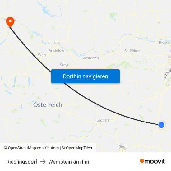Riedlingsdorf to Wernstein am Inn map