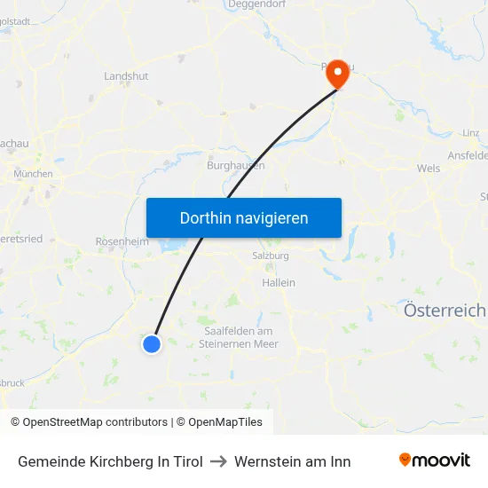 Gemeinde Kirchberg In Tirol to Wernstein am Inn map