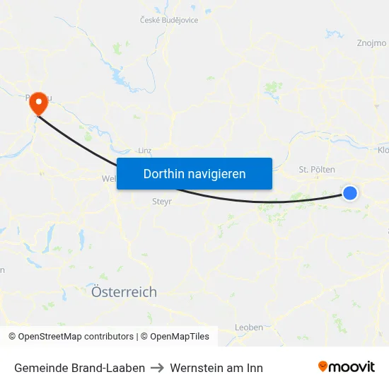 Gemeinde Brand-Laaben to Wernstein am Inn map