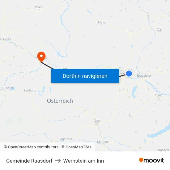 Gemeinde Raasdorf to Wernstein am Inn map