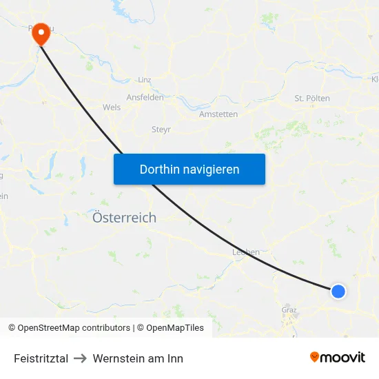 Feistritztal to Wernstein am Inn map