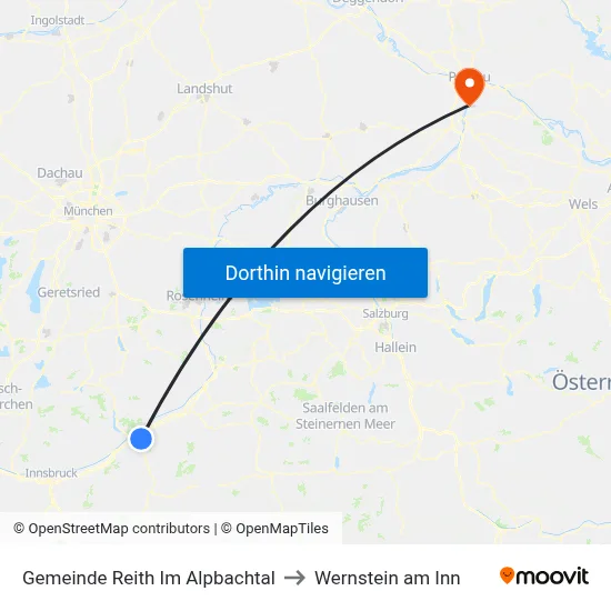 Gemeinde Reith Im Alpbachtal to Wernstein am Inn map
