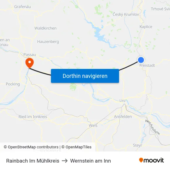 Rainbach Im Mühlkreis to Wernstein am Inn map