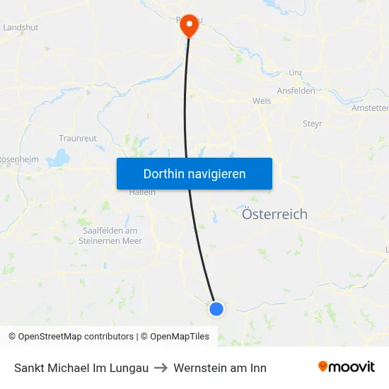 Sankt Michael Im Lungau to Wernstein am Inn map
