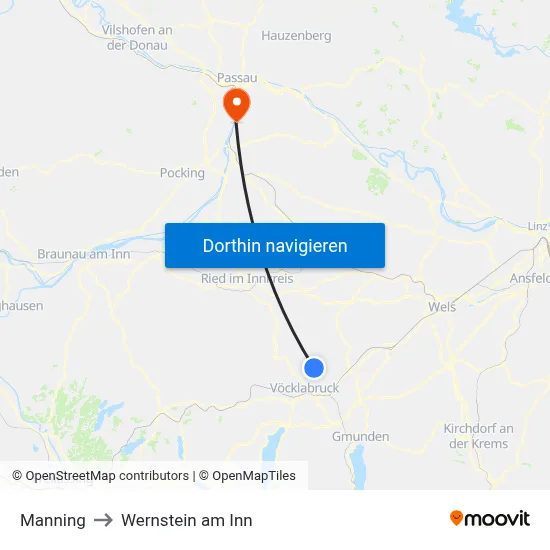 Manning to Wernstein am Inn map