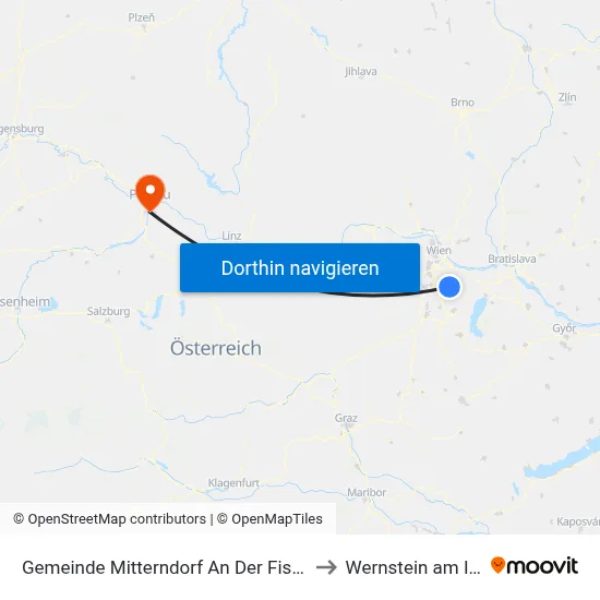 Gemeinde Mitterndorf An Der Fischa to Wernstein am Inn map