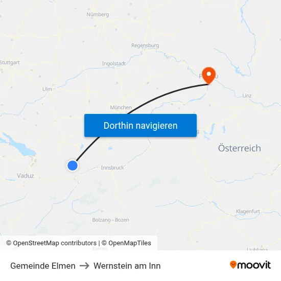 Gemeinde Elmen to Wernstein am Inn map
