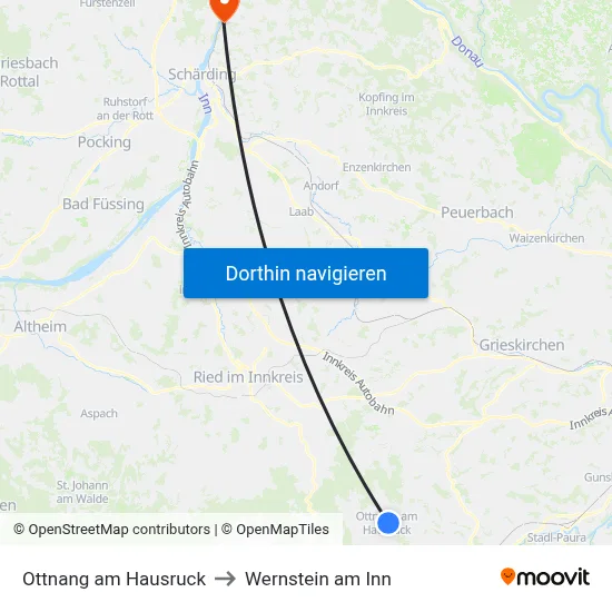 Ottnang am Hausruck to Wernstein am Inn map