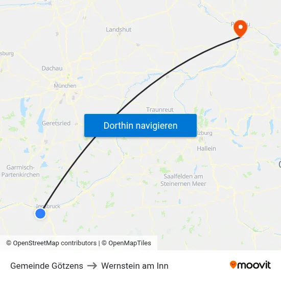 Gemeinde Götzens to Wernstein am Inn map