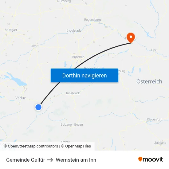 Gemeinde Galtür to Wernstein am Inn map