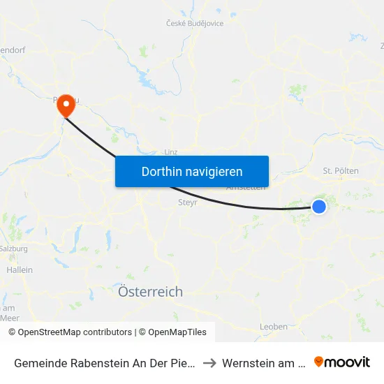Gemeinde Rabenstein An Der Pielach to Wernstein am Inn map