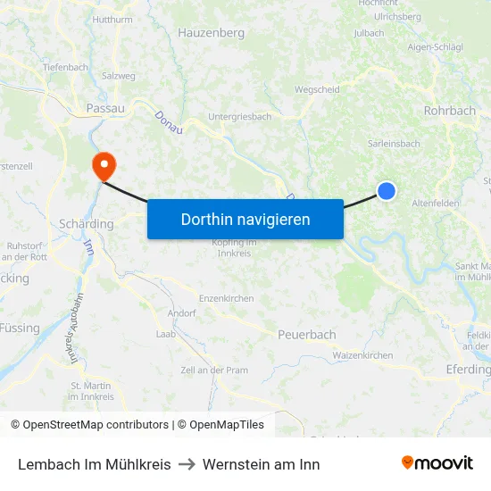 Lembach Im Mühlkreis to Wernstein am Inn map