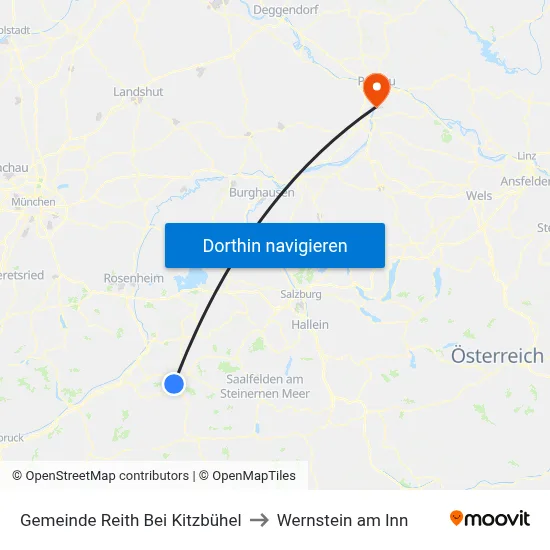 Gemeinde Reith Bei Kitzbühel to Wernstein am Inn map