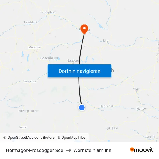 Hermagor-Pressegger See to Wernstein am Inn map