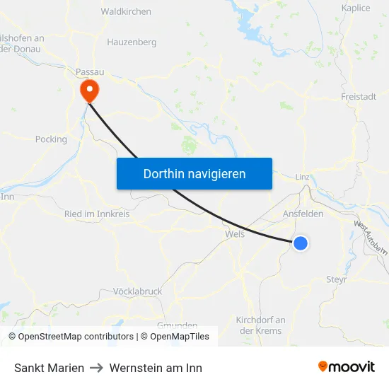 Sankt Marien to Wernstein am Inn map