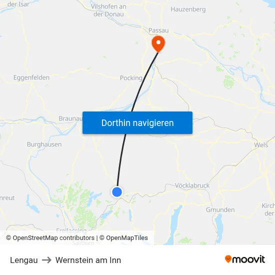 Lengau to Wernstein am Inn map