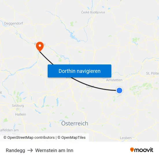 Randegg to Wernstein am Inn map