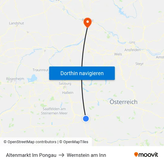Altenmarkt Im Pongau to Wernstein am Inn map