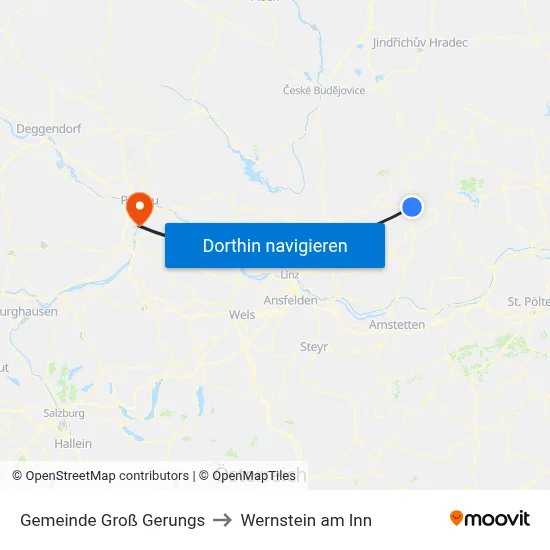 Gemeinde Groß Gerungs to Wernstein am Inn map