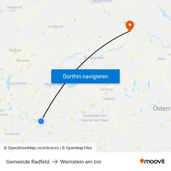 Gemeinde Radfeld to Wernstein am Inn map