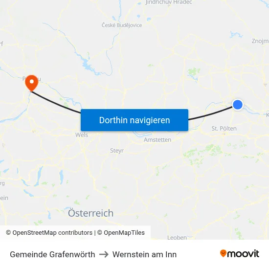 Gemeinde Grafenwörth to Wernstein am Inn map