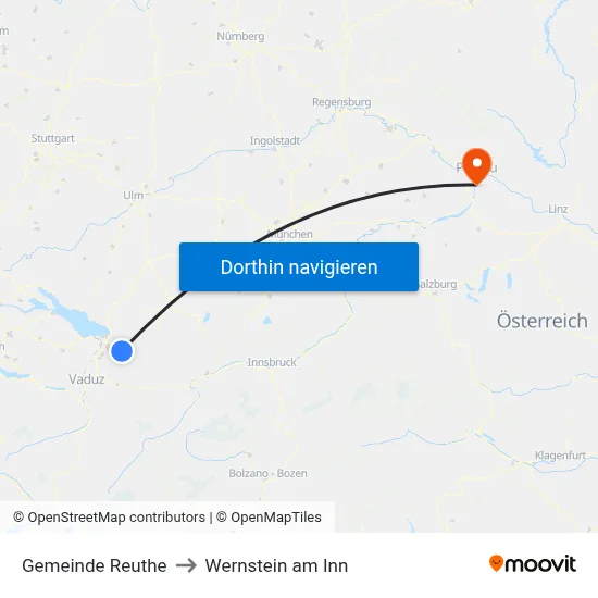Gemeinde Reuthe to Wernstein am Inn map