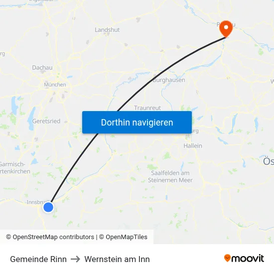 Gemeinde Rinn to Wernstein am Inn map