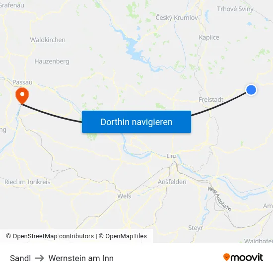 Sandl to Wernstein am Inn map