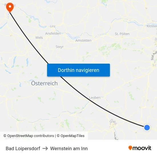 Bad Loipersdorf to Wernstein am Inn map