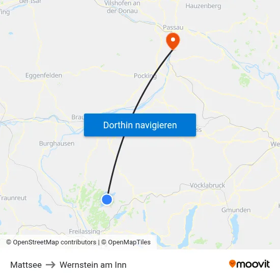 Mattsee to Wernstein am Inn map