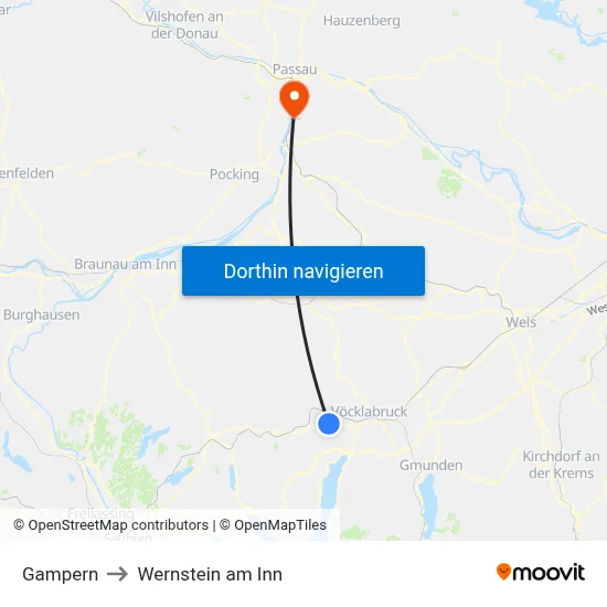 Gampern to Wernstein am Inn map