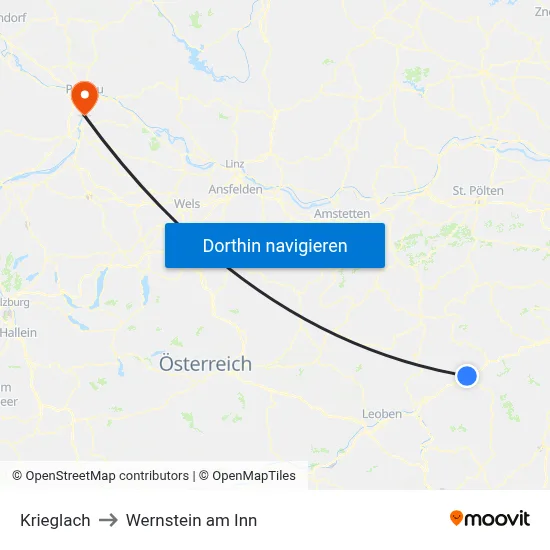 Krieglach to Wernstein am Inn map