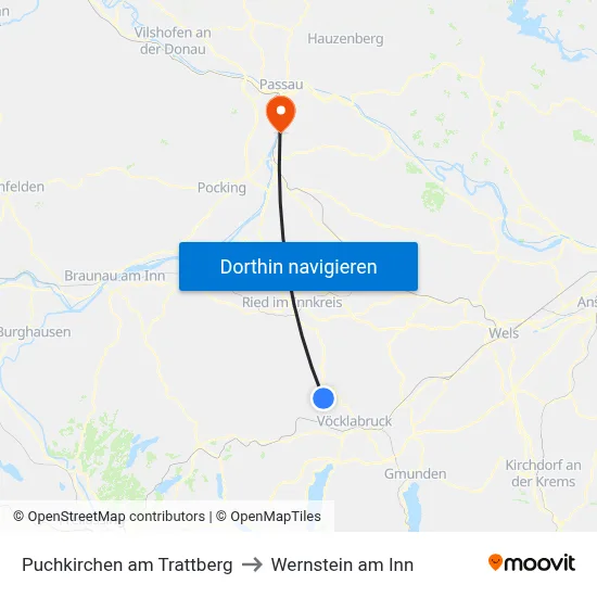 Puchkirchen am Trattberg to Wernstein am Inn map