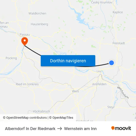 Alberndorf In Der Riedmark to Wernstein am Inn map