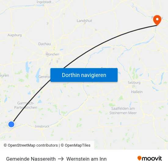 Gemeinde Nassereith to Wernstein am Inn map