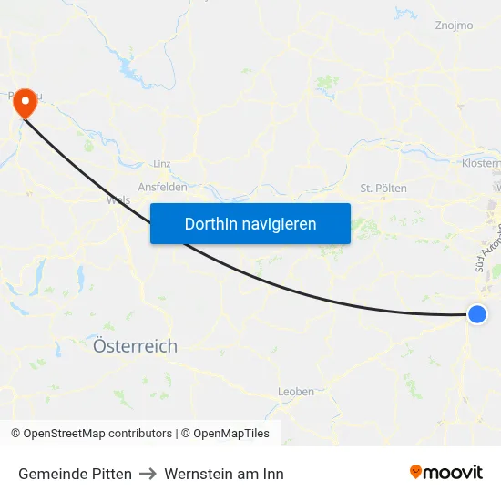 Gemeinde Pitten to Wernstein am Inn map