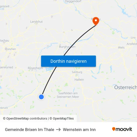Gemeinde Brixen Im Thale to Wernstein am Inn map