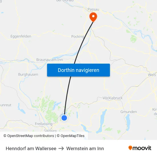 Henndorf am Wallersee to Wernstein am Inn map