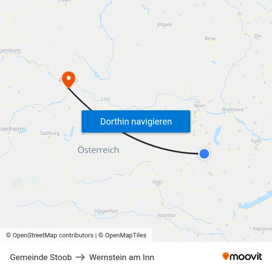 Gemeinde Stoob to Wernstein am Inn map