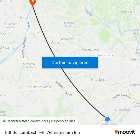 Edt Bei Lambach to Wernstein am Inn map