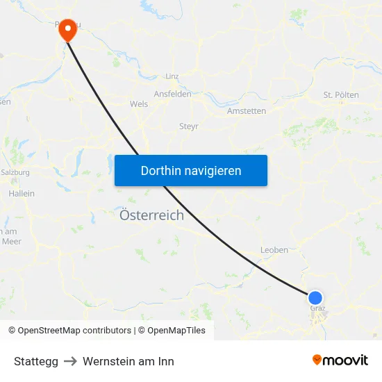 Stattegg to Wernstein am Inn map