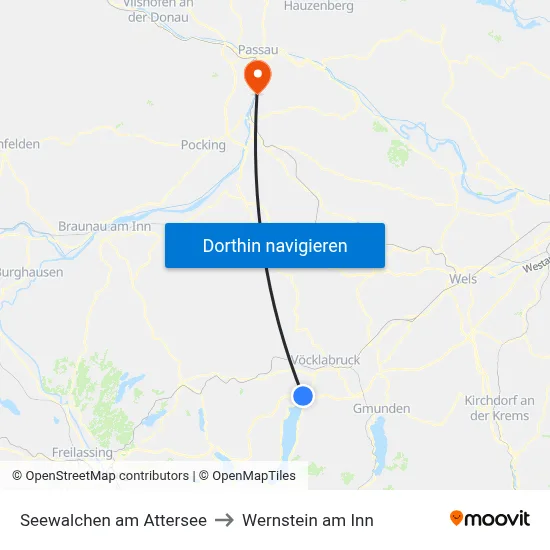 Seewalchen am Attersee to Wernstein am Inn map