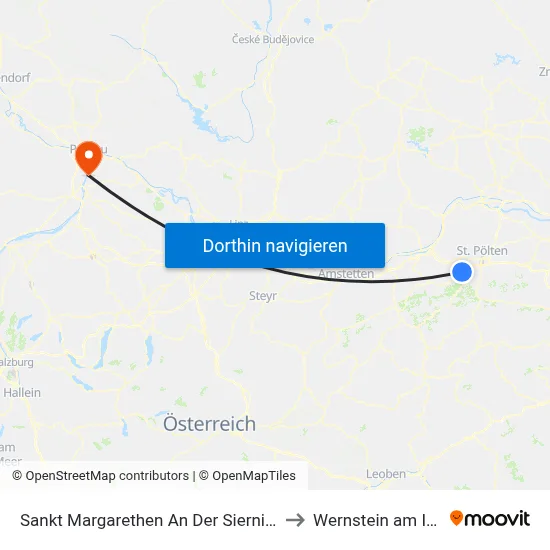 Sankt Margarethen An Der Sierning to Wernstein am Inn map