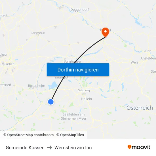 Gemeinde Kössen to Wernstein am Inn map